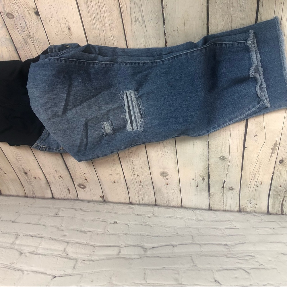 Isabel Maternity Distressed Straight Crop Jeans with Frayed Hem SZ 16 - Picture 6 of 11